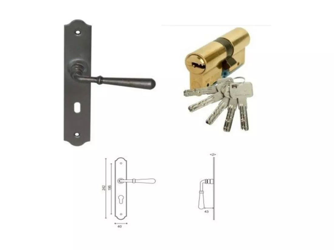Porte D'Entree Bois Vitree, Sobra, H,215Xl,90 P, Droit + Poignée Et Barillet (Ref 010403Fp) Cote Tableau
