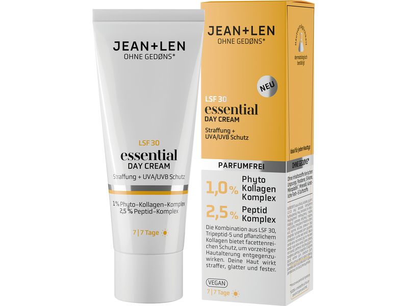 Jean & Len Tagescrème Essential 50 ml Natürliche Gesichtspflege wirkt vorzeitiger Hautalterung entgegen