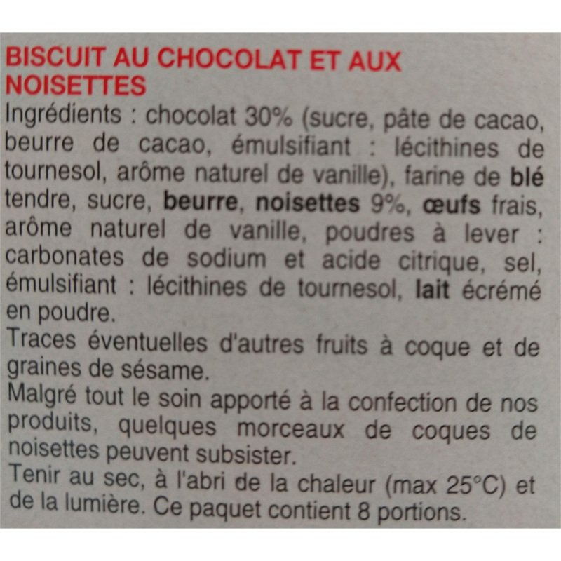 Cookies choco noisettes Bonne Maman  - Paquet de 225 g