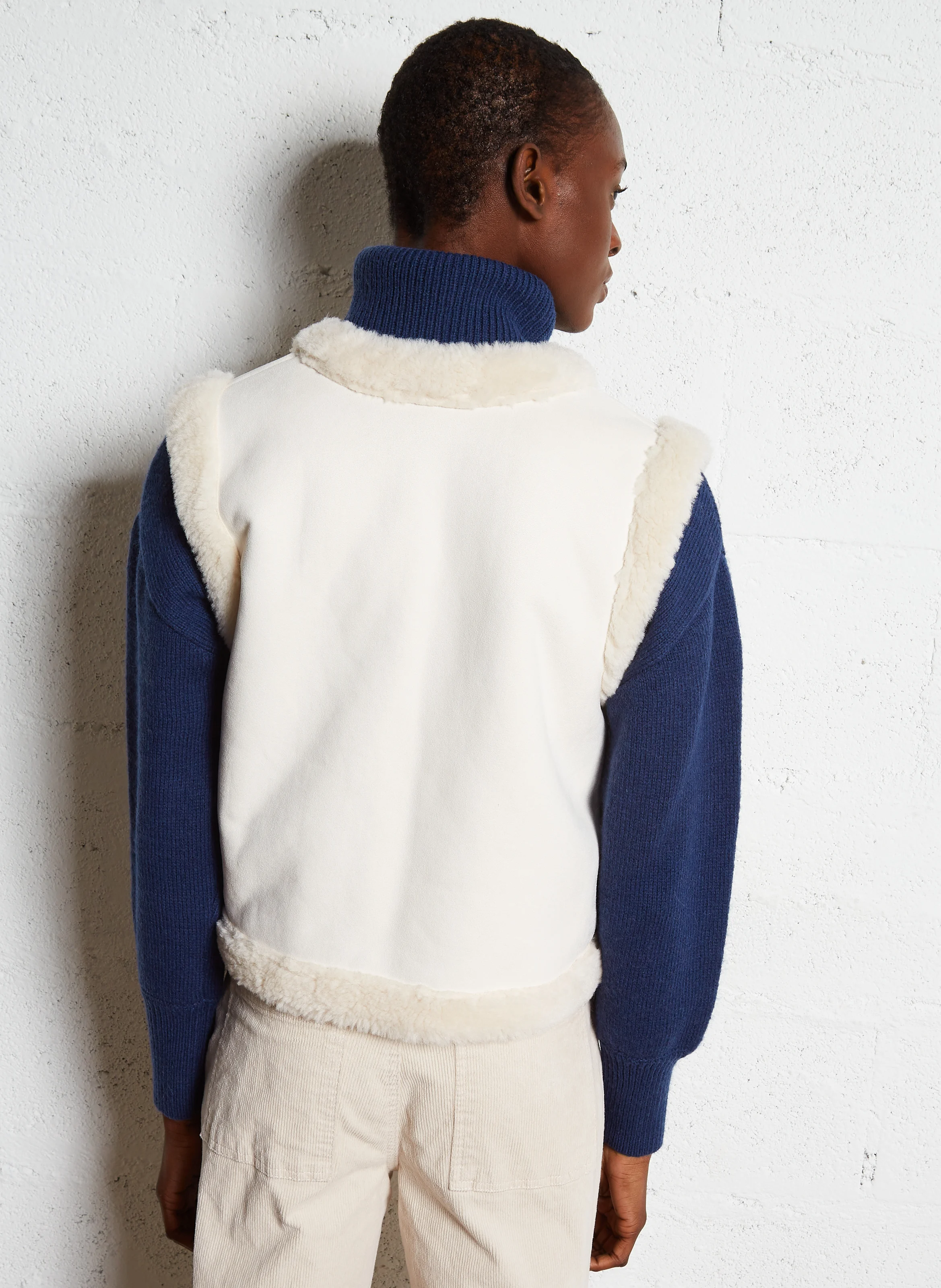 GASTY - Gilet sans manches effet peau lainée | Blanc