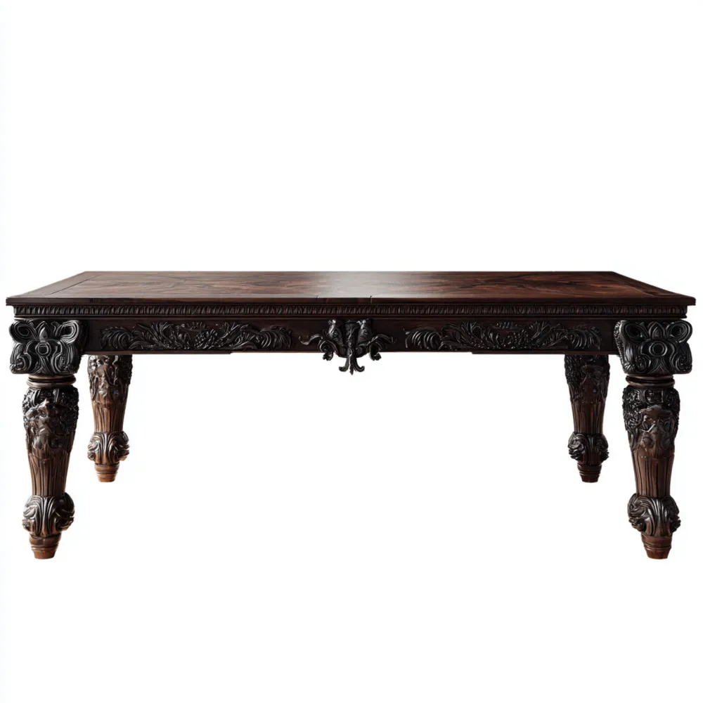 Esstisch Massivholz 200x100x75 cm - Dunkelbraun - Klassisches Design