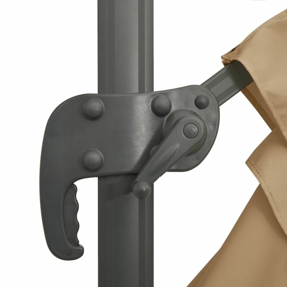 Parasol meuble de jardin déporté avec mât en aluminium 400 x 300 cm taupe