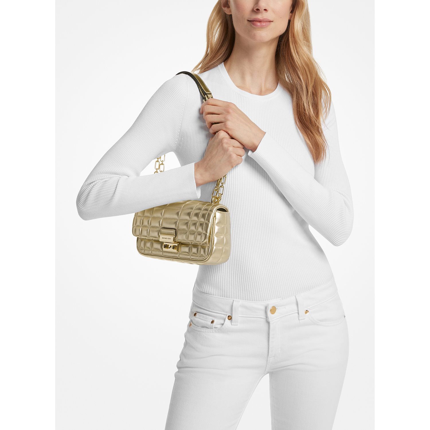 Michael Kors Tribeca SM Conv Chain Shldr pale gold
