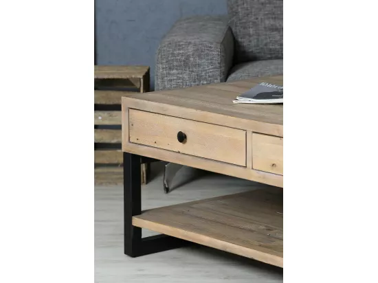 Table basse avec rangement en bois recyclé AUCKLAND