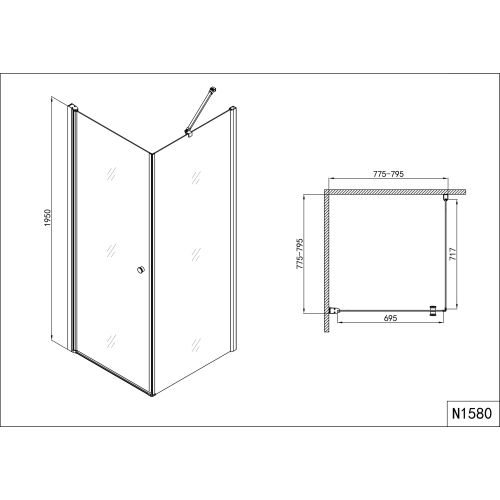 Badstuber Elegance douchecabine met 1 draaideur 80x80x195cm