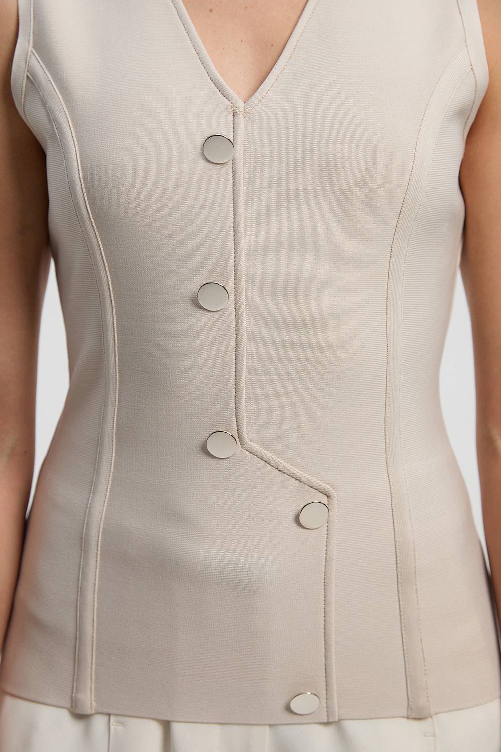 KarenMillen Haut Bandage Moulant à Boutons