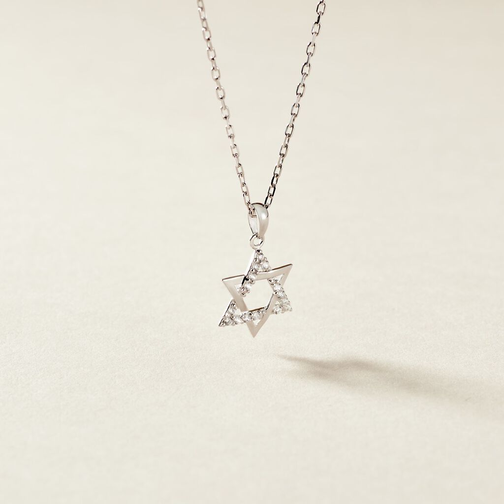 Pendentif Faye Or Blanc Oxyde De Zirconium
