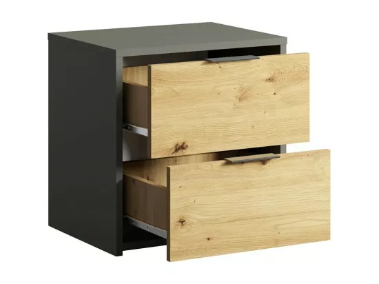 Chambre compléte design IZO : Armoire, lit 160x200, commode, chevets, chêne/gris anthracite