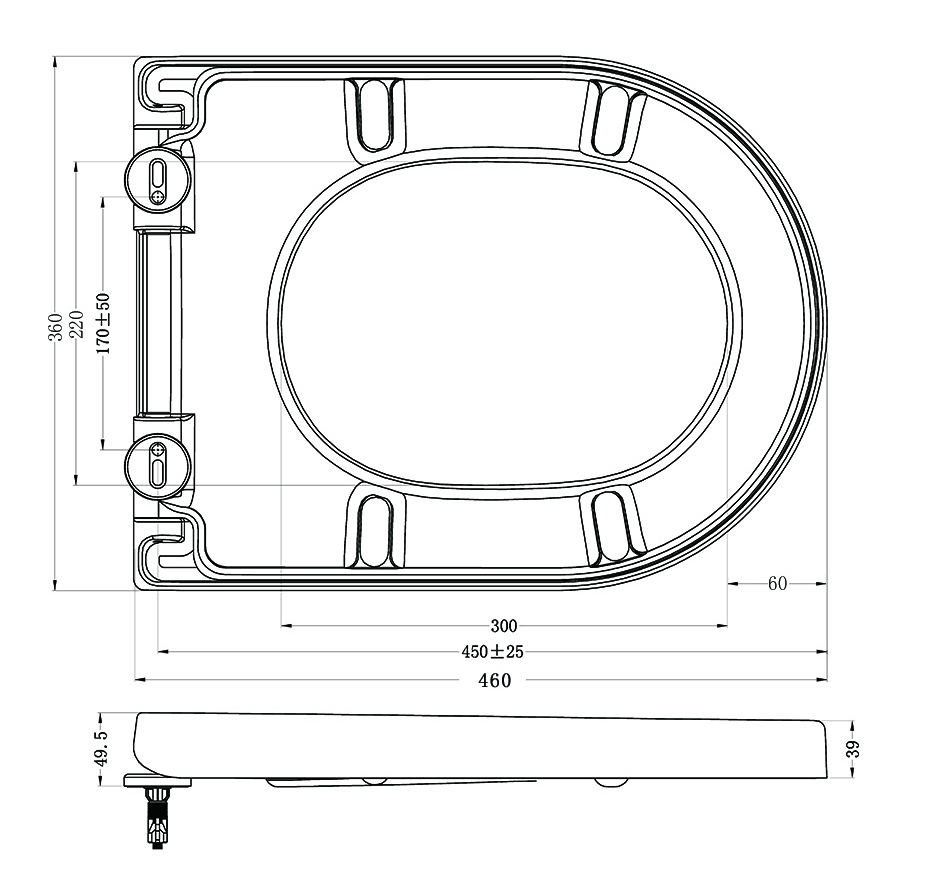 Mueller Afesta soft-close toiletzitting voor 52cm wandcloset wit