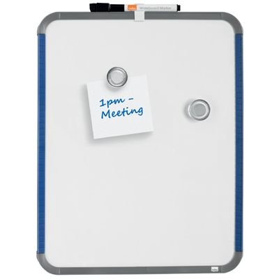 Nobo - Tableau blanc Slimline en acier laqué - 28 x 36 cm - magnétique - cadre gris