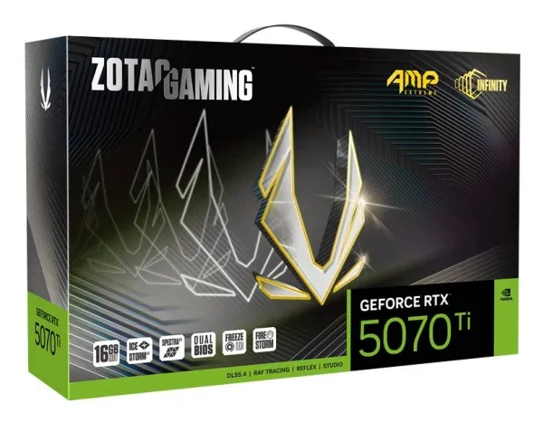 ZOTAC GAMING GeForce RTX 5070 Ti AMP Extreme INFINITY - Grafikkort - GeForce RTX 5070 Ti - 16 GB GDDR7 - PCIe 5.0 x16 - 3 x DisplayPort, HDMI