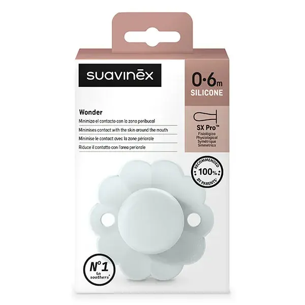 Suavinex, Wonder, Sucette réversible SXPRO 0/6mois Wonder - Illusion blue