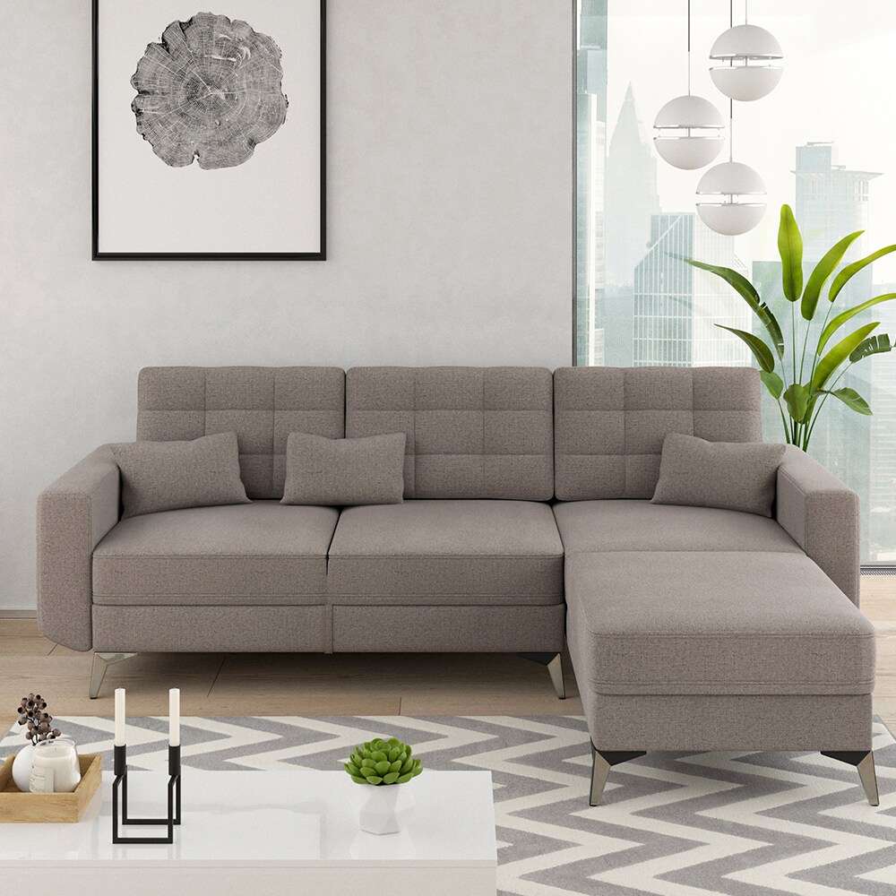 VitaliSpa Ecksofa Schlafsofa Boxspringsofa York Schlaffunktion Bettkasten braun