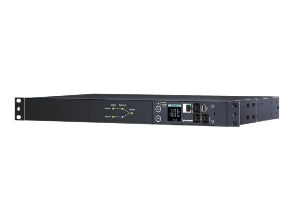 CyberPower Switched ATS PDU44005 - Strømfordelingsenhed (rackversion) - AC 200-240 V - 1-faset - serial, Ethernet - input: 2 x IEC 60320 C20 - output-stikforbindelser: 10 (8 x IEC 60320 C13, 2 x IEC 60320 C19) - 1U - 3.05 m ledning - sort
