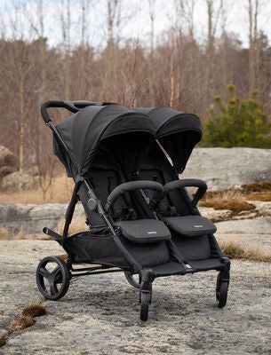 Beemoo Twin Shopper Søsken- & Tvillingvogn, Black Mélange