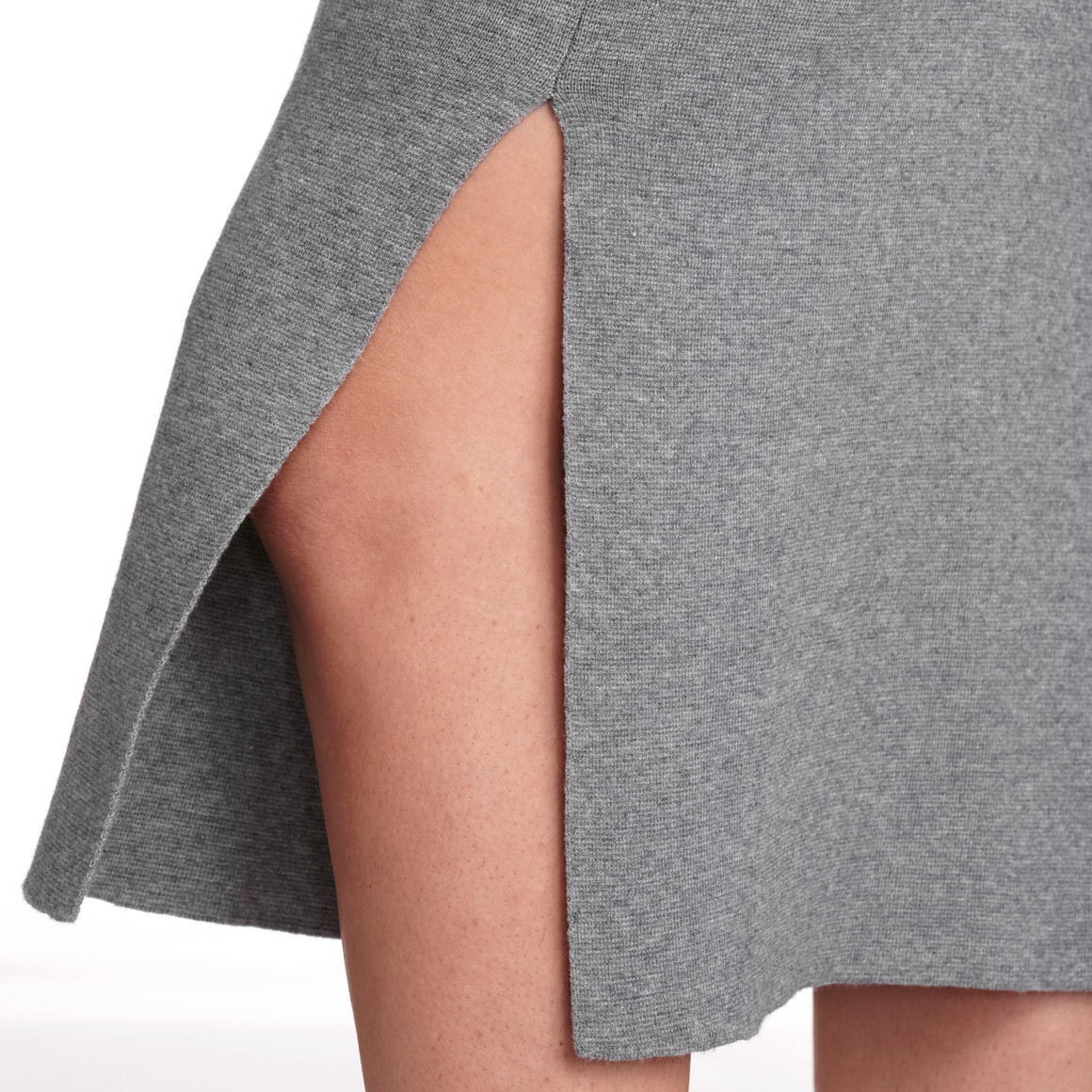 Damen Strickrock in Melange-Optik grau