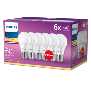 PHILIPS LED PEER 6X E27 60W WW MAT
