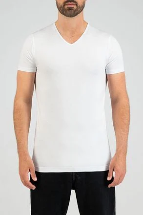 Slater 2-pack T-shirt Basic Extra Lang V-neck Wit 7800 kopen