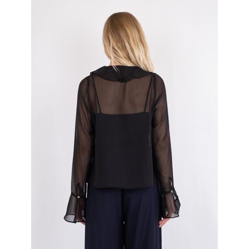 Neo Noir Anika Frill Bluse, Sort, 36