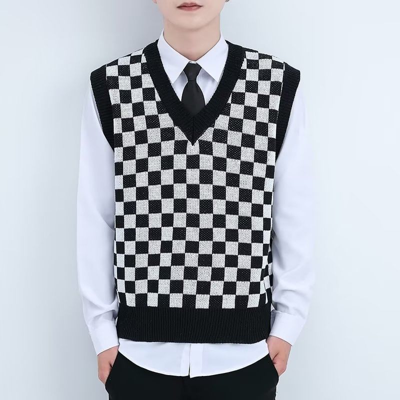 Acrius - V-hals geruit vest