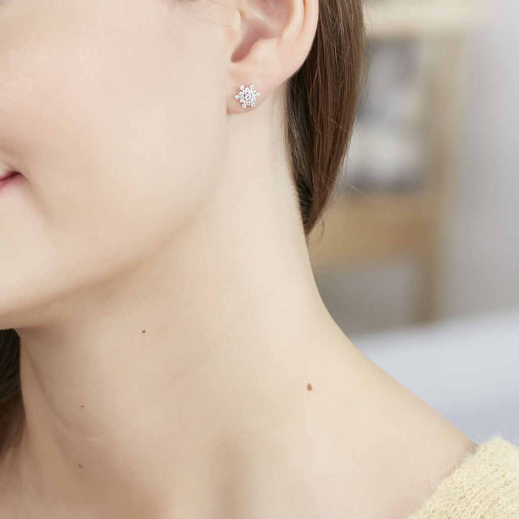 Boucles D'oreilles Puces Cyriac Argent Blanc Oxyde De Zirconium