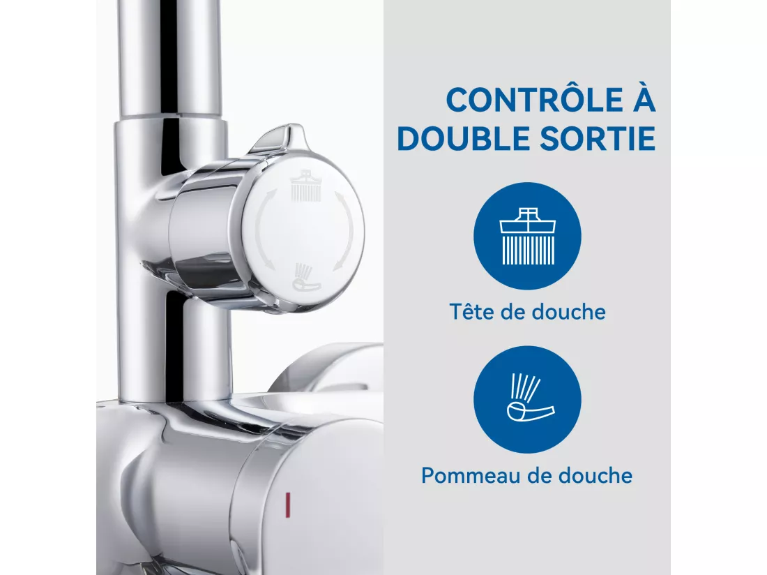 AURALUM MAX Colonne de Douche Mécanique,Hauteur Réglable 90-1240mm Colonne de Douche Mecanique Kit Set de Douche en Laiton Chromé Solide
