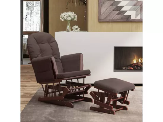 Chaise berçante avec repose-pied Marron Tissu