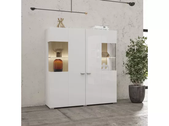 Vaisselier 2 portes Akram Blanc et Bois