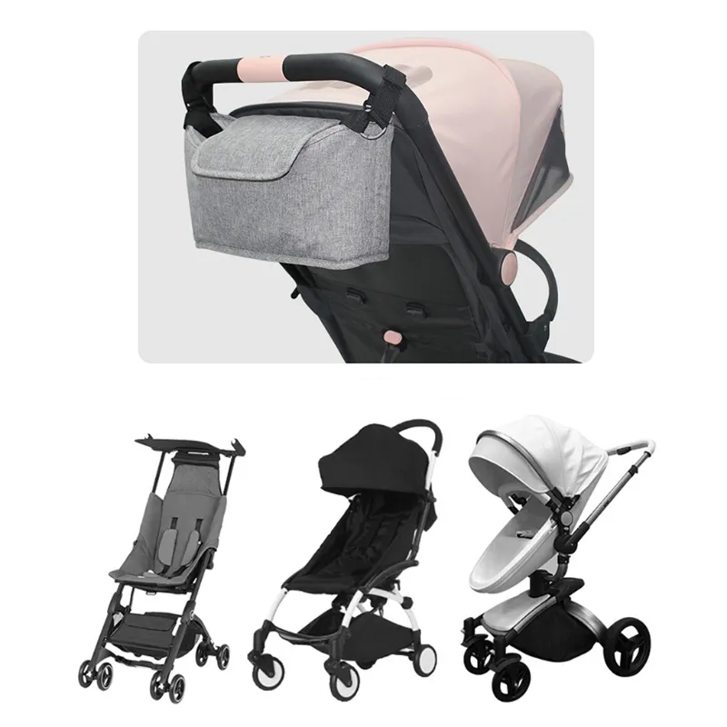 (30x17x12cm) Kinderwagen Organizer Tasche Baby Wickeltasche mit Tragegurt Aufbewahrungsfächer für Windeln / Milchflasche / Kleidung - Schwarz