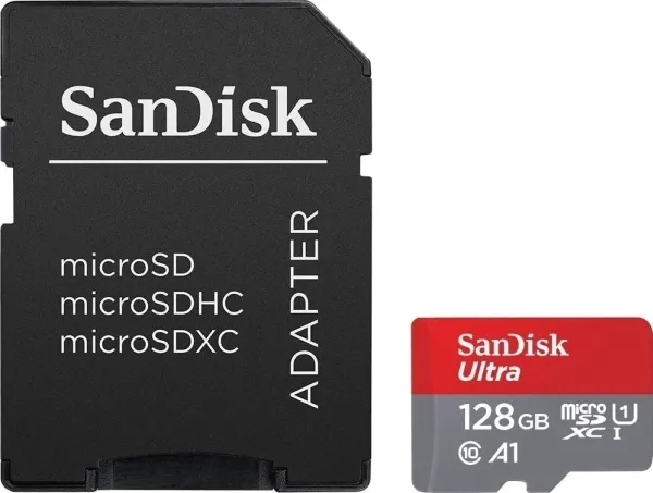 SanDisk Ultra - Flashhukommelseskort (microSDXC til SD adapter inkluderet) - 128 GB - A1 / UHS Class 1 / Class10 - microSDXC UHS-I