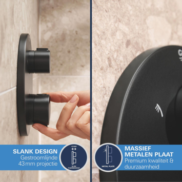 Grohe Precision Thermostat Perfect inbouw douchesysteem met  Vitalio Comfort 250 hoofddouche rond Mat Zwart