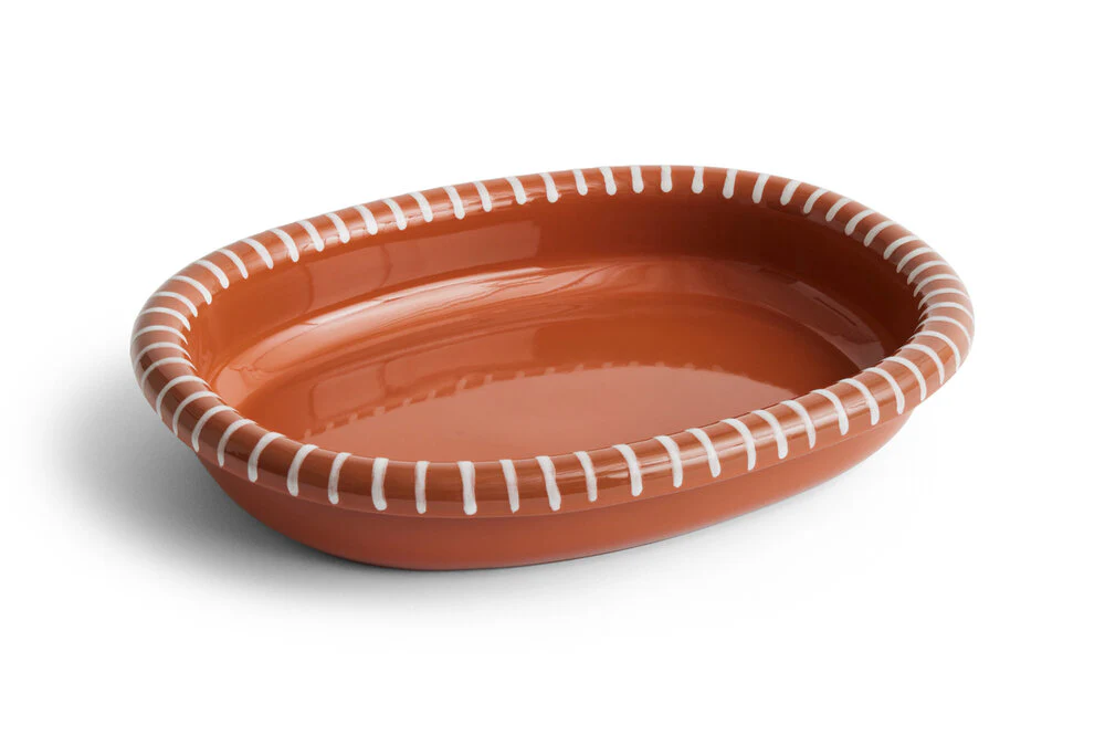 HAY  Barro Oval fad, Large - Natural with stripes