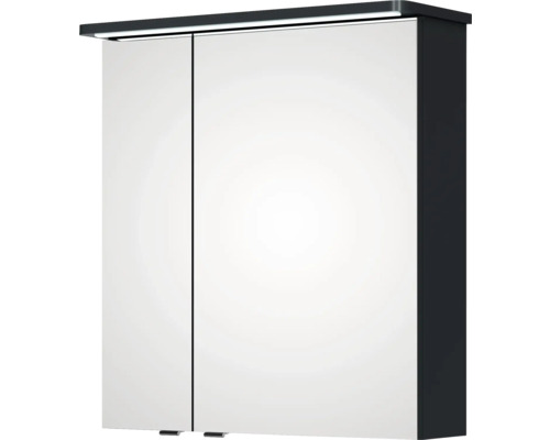 Pelipal Sunline 105 badkamermeubelset (B x H x D 69 x 200 x 48,5 cm), antraciete fronten, met keramische wastafel, badmeubel en spiegelkast met LED-verlichting