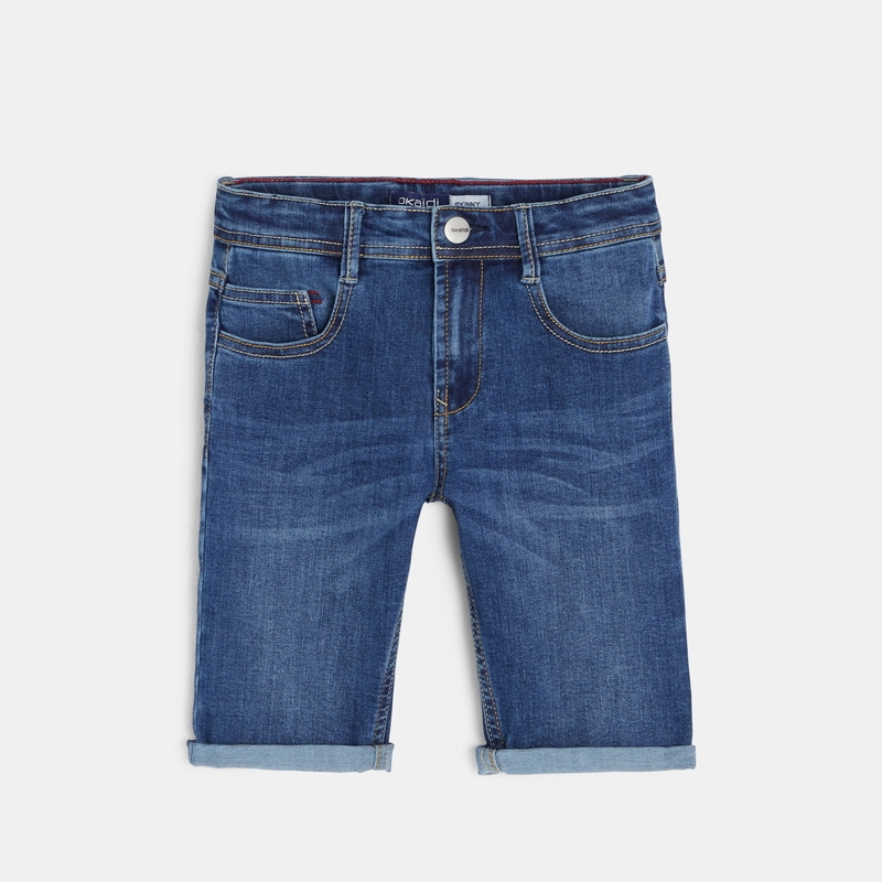 Bermuda slim en jean hyper stretch bleu garçon