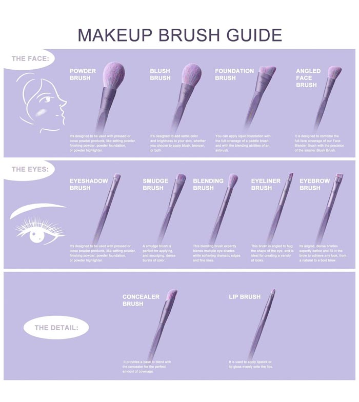 Eigshow - Conjunto de pincéis (11 peças) - Ecopro Bamboo - Mist Purple