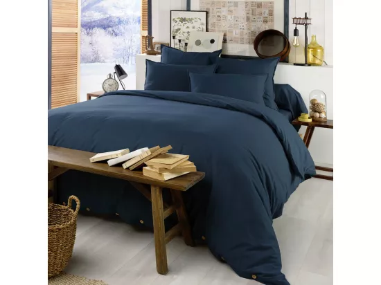 HEDDA - Housse de Couette 200x200cm Flanelle de Coton Coloris Nuit