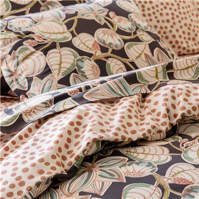 Linge de lit percale motif feuillage - BECQUET CRÉATION