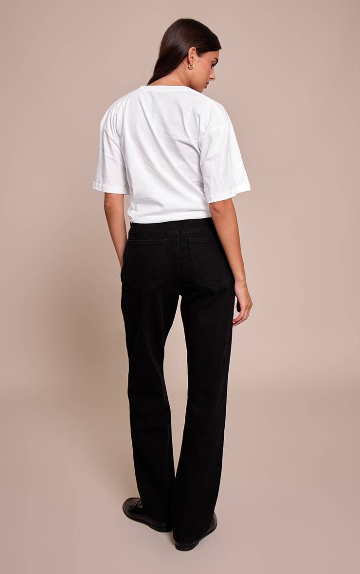 Noir Délavé Prettylittlething Jean Droit Taille Haute
