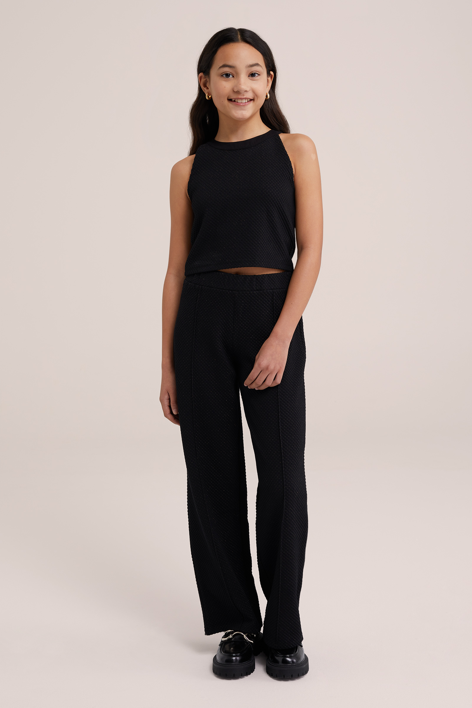 Meisjes top met structuur WE Fashion Zwart