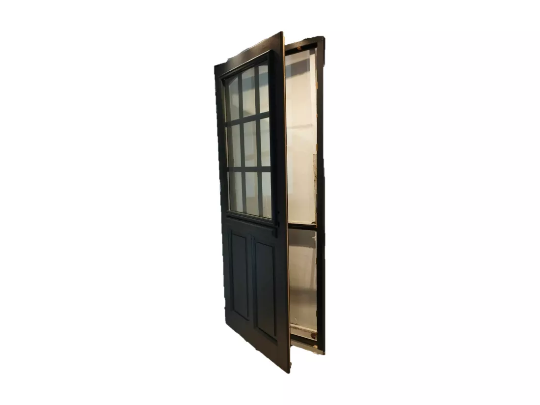 Porte D'Entrée Bois Vitrée, Alexa Ral 7016, H,215Xl,80 P, Droit Cote Tableau