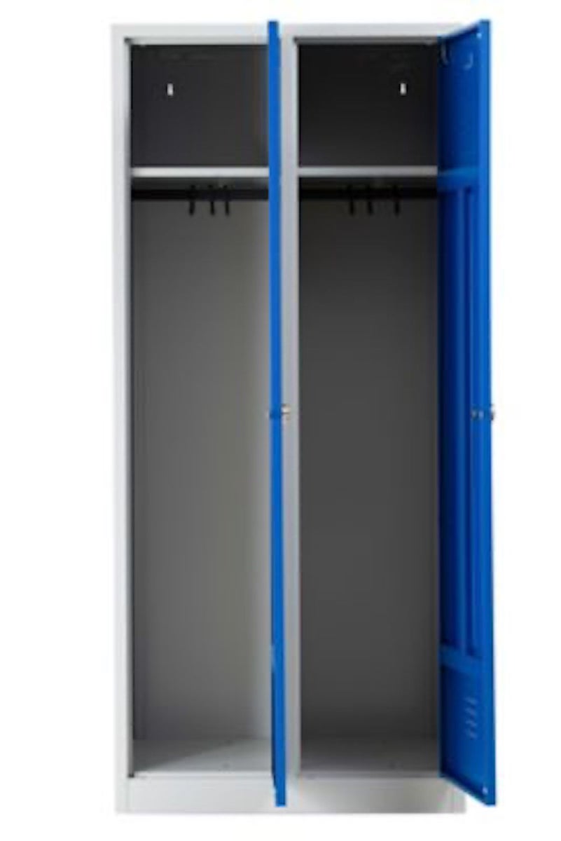 PROREGAL Garderobekast Camel 2 Compartimenten HxBxD 180 x 80 x 50 cm Hangslot Grijsblauw
