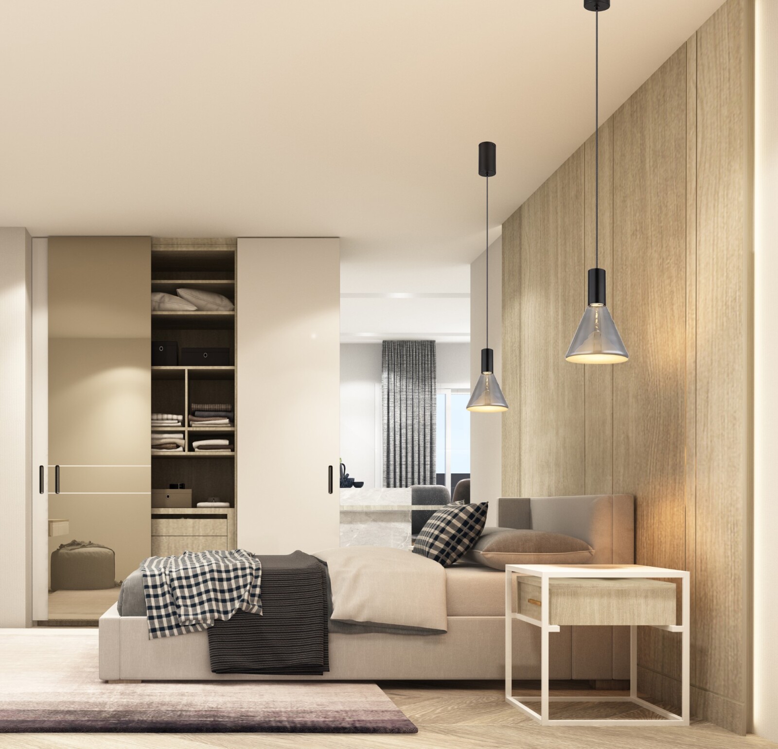 LED-Hängeleuchte - schwarz matt - rauchfarben - 150 cm
