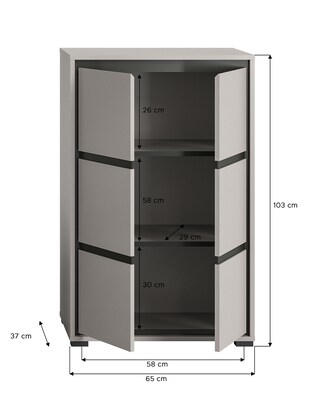 Garderobenkombination Jaru 2-teilig 65 x 196 cm grau/schwarz