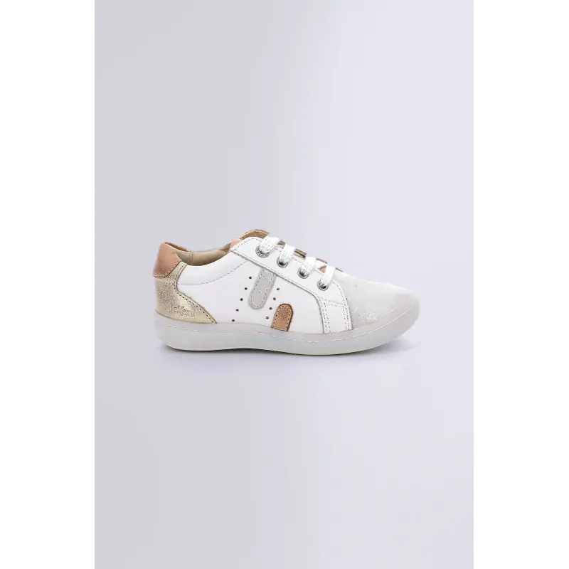 Kickpom Blanc argent BASKETS BASSES Cuir  Fille