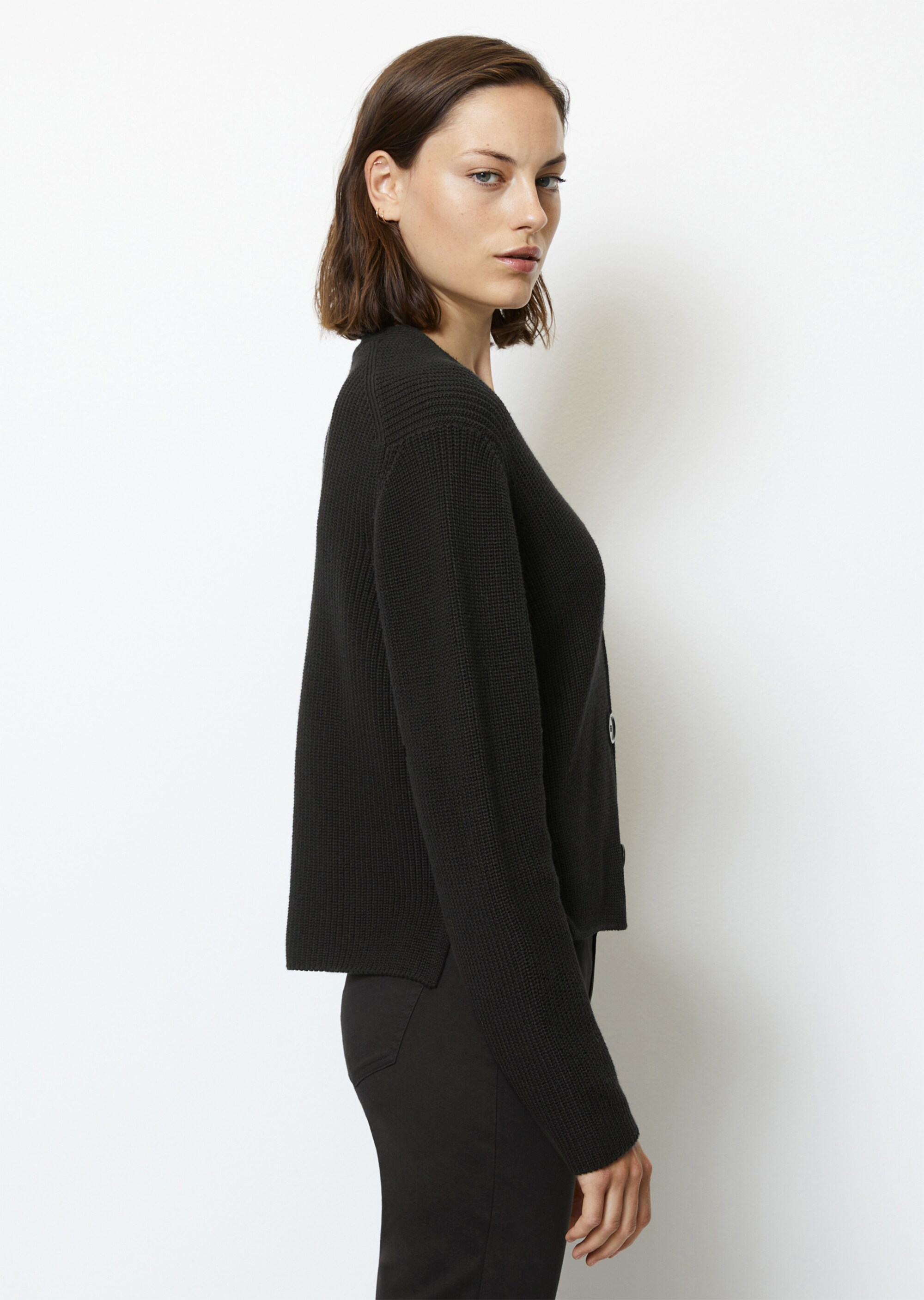 V-Neck-Cardigan relaxed cropped aus Heavy-Weight-Organic-Cotton
