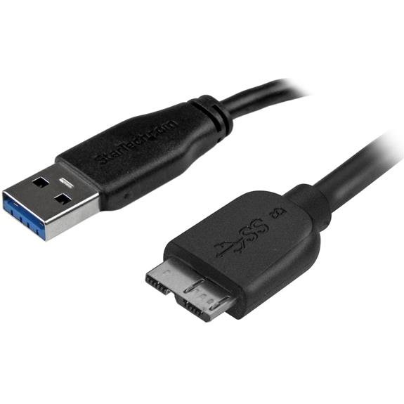 StarTech.com Câble SuperSpeed USB 3.0 slim A vers Micro B de 0,5 m - Mâle / Mâle - Noir