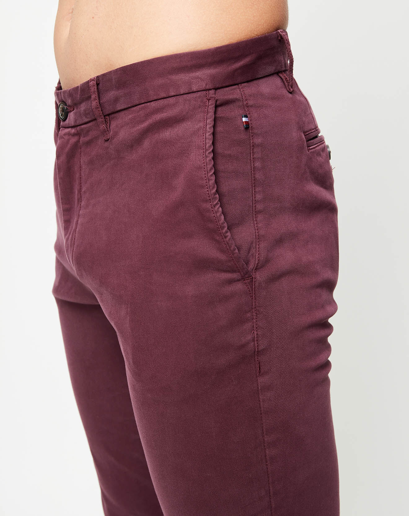 Tommy Hilfiger Pantalon straight chino Denton bordeaux
