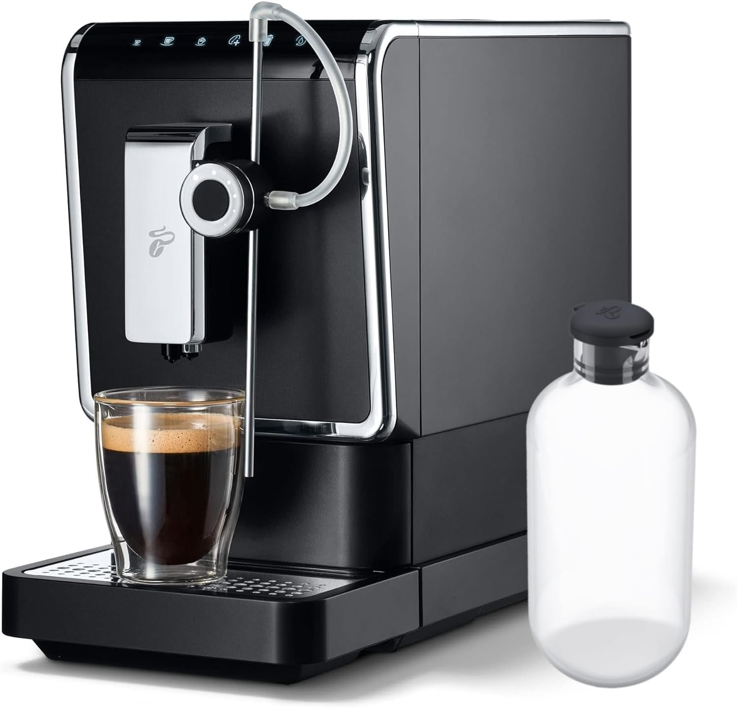 Tchibo Kaffeevollautomat Esperto Pro, inkl. passender Milchkaraffe aus Glas, perfekter Kaffeegenuss für Caffè Crema, Espresso und Milchspezialitäten, 600ml Milchbehälter, anthrazit