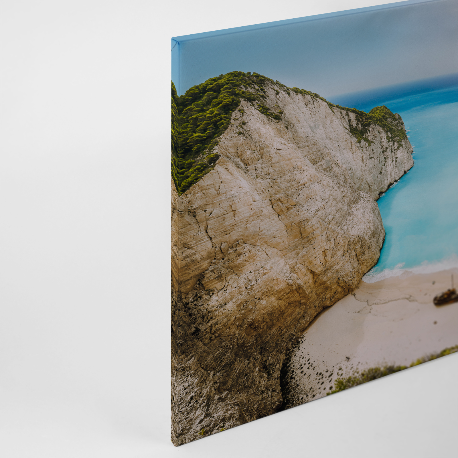 Leinwandbild GRIECHISCHE KÜSTE - türkis-beige - 90x60 cm