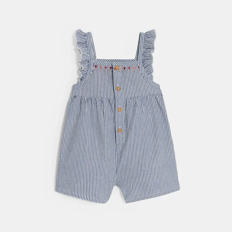 Salopette courte en seersucker bleu bébé fille Bleu
